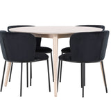 Stůl Flora - Whitewash se 4 židlemi Edina - Black