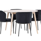 Stůl Flora - Whitewash se 4 židlemi Edina - Black
