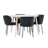Stůl Flora - Whitewash se 4 židlemi Edina - Black