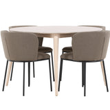 Stůl Flora - bílý se 4 židlemi Edina - černá / hnědá