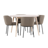 Stůl Flora - bílý se 4 židlemi Edina - černá / hnědá