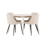 Stůl Flora - Bílý se 4 nočními křesly - Černá / Béžová