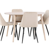 Stůl Flora - Bílý se 4 nočními křesly - Černá / Béžová