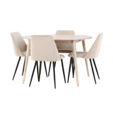 Stůl Flora - Bílý se 4 nočními křesly - Černá / Béžová