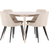 Stůl Flora - Bílý se 4 nočními křesly - Černá / Béžová
