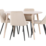 Stůl Flora - Bílý se 4 nočními křesly - Černá / Béžová