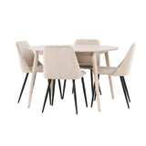 Stůl Flora - Bílý se 4 nočními křesly - Černá / Béžová