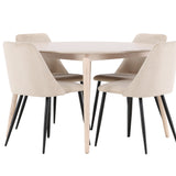 Stůl Flora - Bílý se 4 nočními křesly - Černá / Béžová