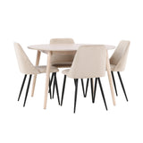 Stůl Flora - Bílý se 4 nočními křesly - Černá / Béžová