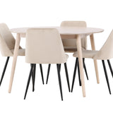Stůl Flora - Bílý se 4 nočními křesly - Černá / Béžová