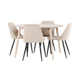 Stůl Flora - Bílý se 4 nočními křesly - Černá / Béžová