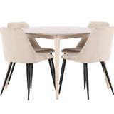 Stůl Flora - Bílý se 4 nočními křesly - Černá / Béžová
