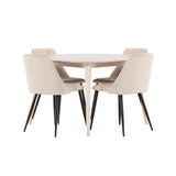 Stůl Flora - Bílý se 4 nočními křesly - Černá / Béžová