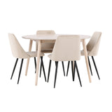 Stůl Flora - Bílý se 4 nočními křesly - Černá / Béžová