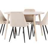 Stůl Flora - Bílý se 4 nočními křesly - Černá / Béžová