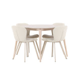 Stůl Flora - Whitewash se 4 židlemi Lilja - Béžová