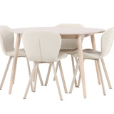 Stůl Flora - Whitewash se 4 židlemi Lilja - Béžová