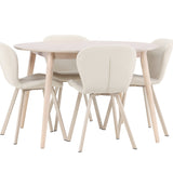 Stůl Flora - Whitewash se 4 židlemi Lilja - Béžová