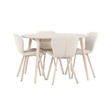 Stůl Flora - Whitewash se 4 židlemi Lilja - Béžová