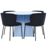 Stůl Bootcut - Baby Blue se 4 židlemi Edina - Black