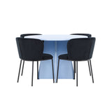 Stůl Bootcut - Baby Blue se 4 židlemi Edina - Black