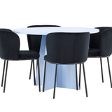 Stůl Bootcut - Baby Blue se 4 židlemi Edina - Black