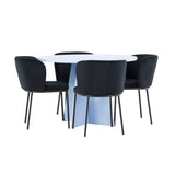 Stůl Bootcut - Baby Blue se 4 židlemi Edina - Black