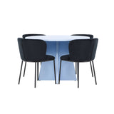 Stůl Bootcut - Baby Blue se 4 židlemi Edina - Black