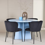 Stůl Bootcut - Baby Blue se 4 židlemi Edina - Black