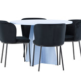 Stůl Bootcut - Baby Blue se 4 židlemi Edina - Black