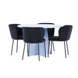 Stůl Bootcut - Baby Blue se 4 židlemi Edina - Black