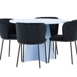 Stůl Bootcut - Baby Blue se 4 židlemi Edina - Black