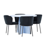 Stůl Bootcut - Baby Blue se 4 židlemi Edina - Black