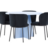 Stůl Bootcut - Baby Blue se 4 židlemi Edina - Black
