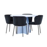 Stůl Bootcut - Baby Blue se 4 židlemi Edina - Black