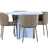 Stůl Bootcut - Baby Blue se 4 židlemi Edina - Black / Brown