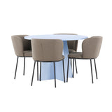 Stůl Bootcut - Baby Blue se 4 židlemi Edina - Black / Brown