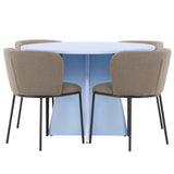 Stůl Bootcut - Baby Blue se 4 židlemi Edina - Black / Brown