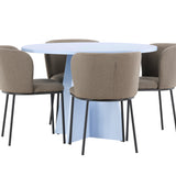 Stůl Bootcut - Baby Blue se 4 židlemi Edina - Black / Brown