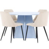 Bootcut Table - Baby Blue se 4 nočními židlemi - Black / Béžová