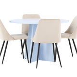 Bootcut Table - Baby Blue se 4 nočními židlemi - Black / Béžová