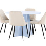 Bootcut Table - Baby Blue se 4 nočními židlemi - Black / Béžová