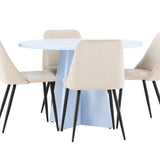 Bootcut Table - Baby Blue se 4 nočními židlemi - Black / Béžová