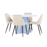 Bootcut Table - Baby Blue se 4 nočními židlemi - Black / Béžová