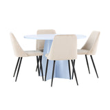 Bootcut Table - Baby Blue se 4 nočními židlemi - Black / Béžová