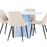 Bootcut Table - Baby Blue se 4 nočními židlemi - Black / Béžová