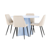 Bootcut Table - Baby Blue se 4 nočními židlemi - Black / Béžová