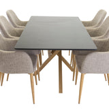Piazza Matbord - Ek-look / svart - 180*90*75 +Comfort - Jídelní židle - Dub/Světle šedá _6