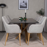 Piazza Matbord - Ek-look / svart - 180*90*75 +Comfort - Jídelní židle - Dub/Světle šedá _6