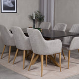 Piazza Matbord - Ek-look / svart - 180*90*75 +Comfort - Jídelní židle - Dub/Světle šedá _6